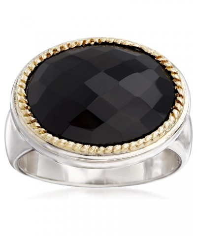 Black Onyx Ring in Sterling Silver With 14kt Yellow Gold $80.36 Rings