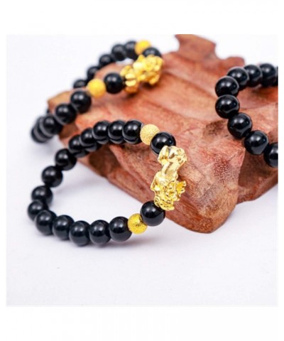 6 Pcs 6mm 10 mm Feng Shui Black Stone Beads Bracelets Obsidian Cinnabar Amulet Pi Xiu Pi Yao for Good Luck and Wealth Adjusta...