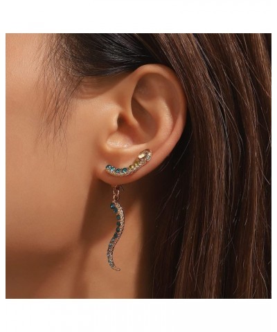 Punk Personalized Snake Dangle Stud Earrings for Women Exaggerated Long Drop Earring Halloween Jewelry D:Blue crystal $10.44 ...