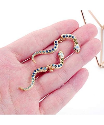 Punk Personalized Snake Dangle Stud Earrings for Women Exaggerated Long Drop Earring Halloween Jewelry D:Blue crystal $10.44 ...