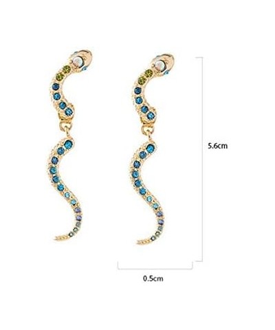 Punk Personalized Snake Dangle Stud Earrings for Women Exaggerated Long Drop Earring Halloween Jewelry D:Blue crystal $10.44 ...