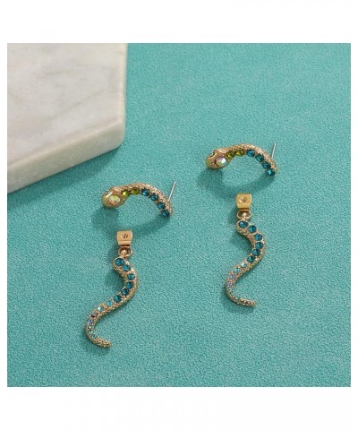 Punk Personalized Snake Dangle Stud Earrings for Women Exaggerated Long Drop Earring Halloween Jewelry D:Blue crystal $10.44 ...