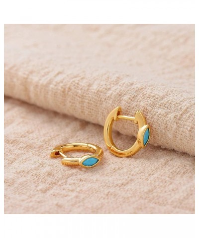 Dainty Huggie Hoop Earrings 14K Gold Plated Charm Tiny Cute Turquoise Hoop Earrings Evil Eye Cubic Zirconia Cuff Earrings Wom...