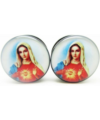 Virgin Mary Ear Plugs - Acrylic - Screw on - New *Pair* - 8 Sizes 4 Gauge (5mm) $8.09 Body Jewelry