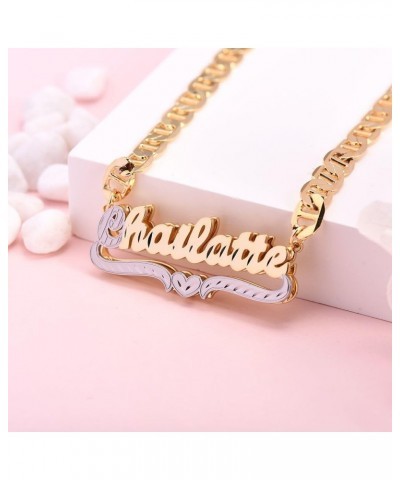 Double Plated Name Necklace Two Tone Custom Name Necklace Personalized 18K Gold Plated Nameplate Necklace Jewelry Gift for Wo...