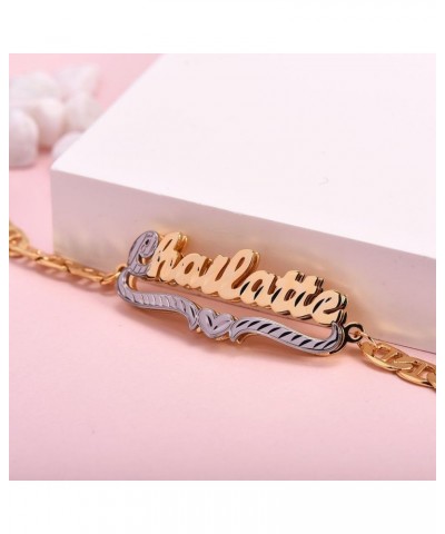 Double Plated Name Necklace Two Tone Custom Name Necklace Personalized 18K Gold Plated Nameplate Necklace Jewelry Gift for Wo...