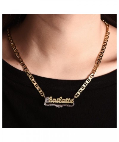 Double Plated Name Necklace Two Tone Custom Name Necklace Personalized 18K Gold Plated Nameplate Necklace Jewelry Gift for Wo...