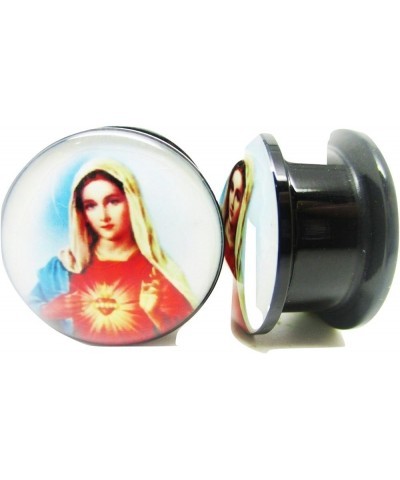 Virgin Mary Ear Plugs - Acrylic - Screw on - New *Pair* - 8 Sizes 4 Gauge (5mm) $8.09 Body Jewelry