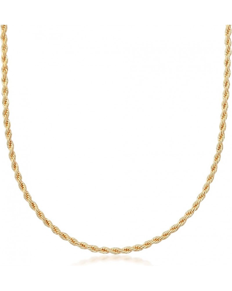 18K Gold Plated Rope Chain Necklace - Made In Brazil 3 Milimeter 16 Inches $12.90 Necklaces