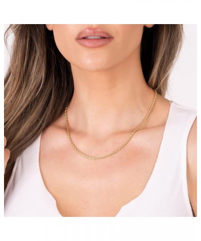 18K Gold Plated Rope Chain Necklace - Made In Brazil 3 Milimeter 16 Inches $12.90 Necklaces