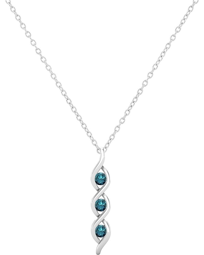 Ladies Twist 3 Stone Infinity Pendant (Silver Chain Included), Available in Various Round Diamonds, Gemstones & Metal in 10K/...