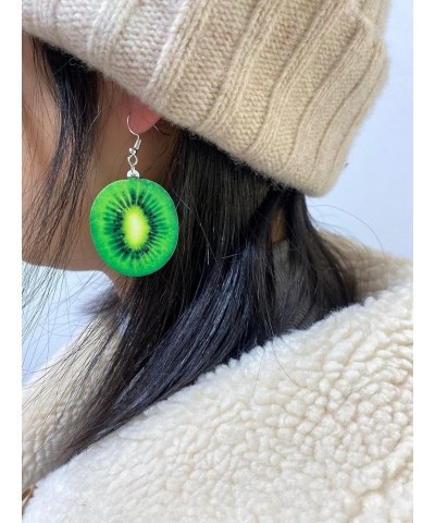 Lightweight Trendy Statement Creative Funny Lifelike Fruits Acrylic Flat Earrings for Women/Girl's Kiwifruit $9.87 Earrings