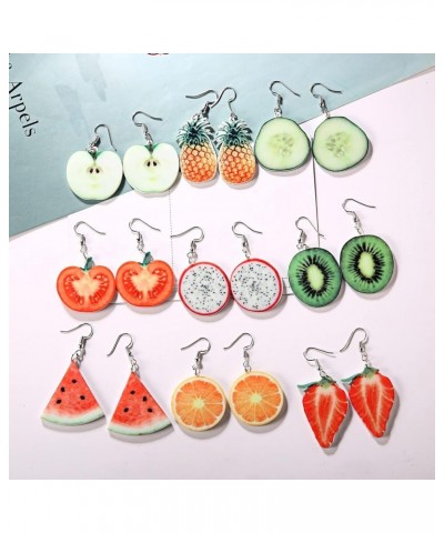 Lightweight Trendy Statement Creative Funny Lifelike Fruits Acrylic Flat Earrings for Women/Girl's Kiwifruit $9.87 Earrings