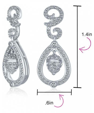 Royal Wedding Acorn Bridal Prom Cubic Zirconia Pave CZ Drop Dangle Earrings For Women Silver Plated Brass $21.41 Earrings