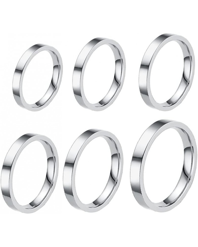 3pcs Style Stainless Steel Rings for Women Girls Stacking Stackable Silver Band Thumb Pointer Finger Plain Ring Comfort Fit S...