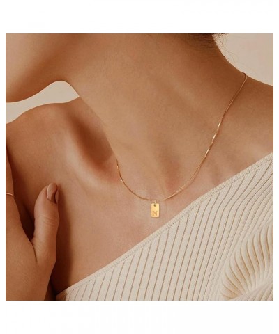 Initial Letter Necklaces for Women Nameplate Pendant 14K Gold Plated Box Chain 17+2 inch Jewelry Gift for Girl Gold-N $9.11 N...