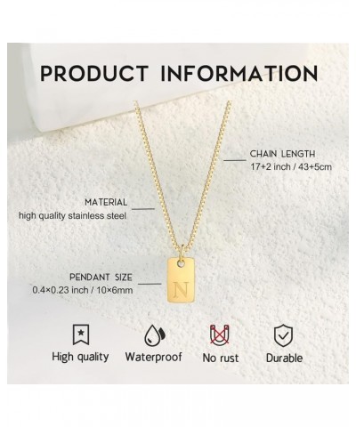 Initial Letter Necklaces for Women Nameplate Pendant 14K Gold Plated Box Chain 17+2 inch Jewelry Gift for Girl Gold-N $9.11 N...