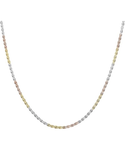 14K Gold Over Sterling Silver 2.5mm Diamond Cut Star Flat Link Chain Necklace- Available in Silver, Yellow Or 3 Colors 20 Tri...