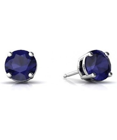 Stud Earring Round Simulated Blue Sapphire 925 Sterling Silver 8mm $11.20 Earrings