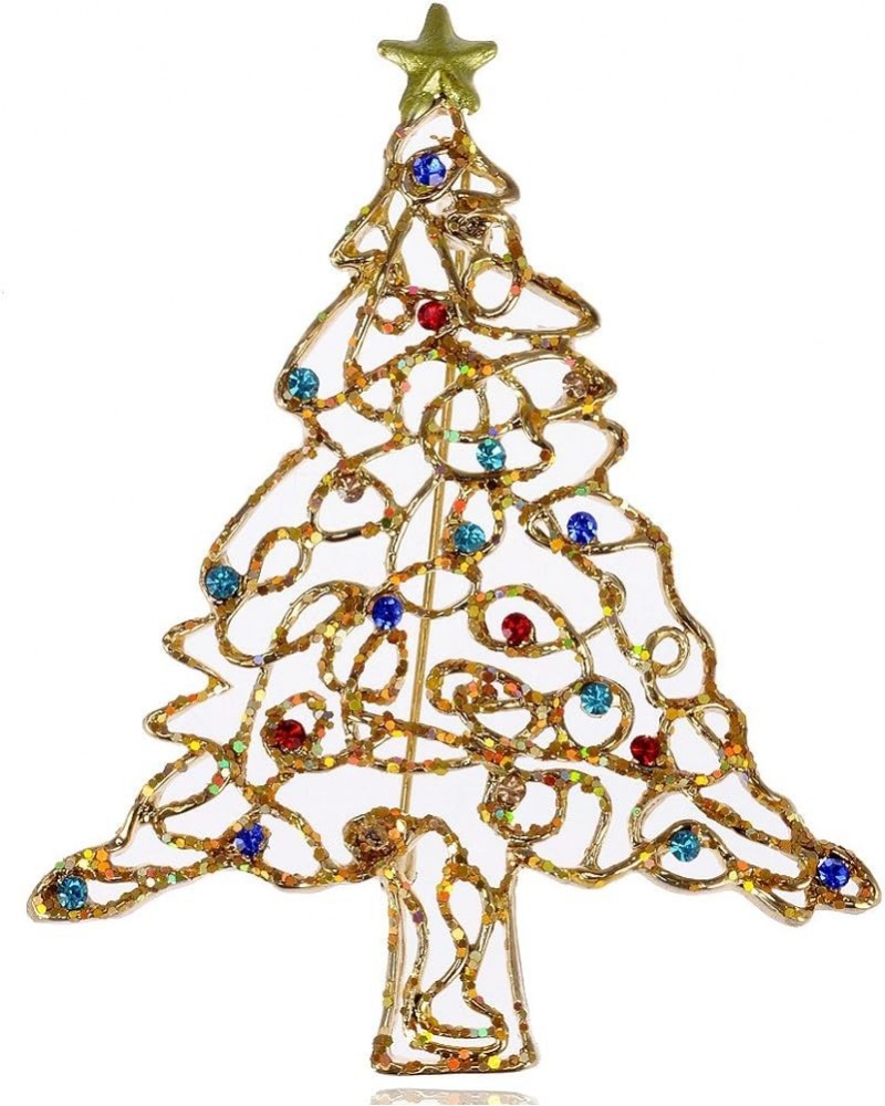 Colorful Joy Christmas Tree Holiday Festive Season Crystal Rhinestone Fashion Pin Brooch Gold $10.99 Brooches & Pins