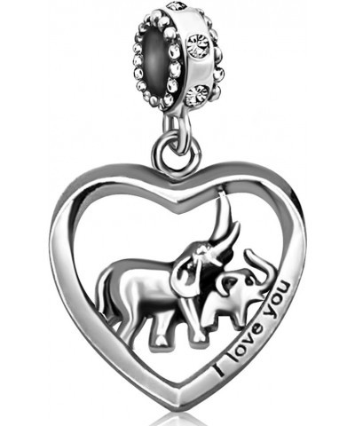 Elephant Charm Heart Love Baby Birthstone Dangle Charms for Bracelets Daughter Mom Dad Wife Husband Valentine's Christmas Day...