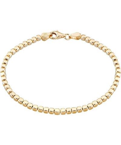 18K Gold Over 925 Sterling Silver Organic Cube Bead Chain Bracelet for Women Men, Handmade in Italy Length 8.5 Inches $15.79 ...