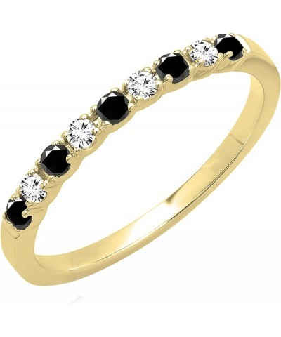 Alternating Round Black & White Diamond Stackable Women's Wedding Ring in Gold 9.5 10k - Metal Stamp Yellow Gold $110.49 Brac...