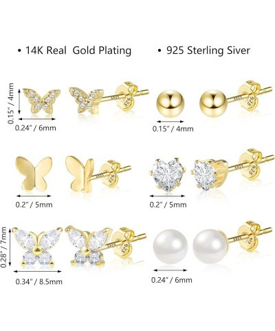 14K Gold Stud Earrings Set for Women Girls, for Multiple Piercing 925 Silver Plated Studs Earrings and Zirconia Earrings Set ...