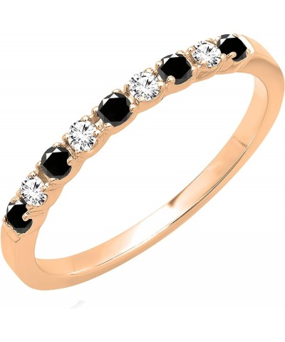 Alternating Round Black & White Diamond Stackable Women's Wedding Ring in Gold 8 10k - Metal Stamp Rose Gold $110.49 Bracelets