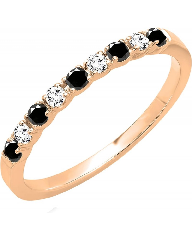 Alternating Round Black & White Diamond Stackable Women's Wedding Ring in Gold 8 10k - Metal Stamp Rose Gold $110.49 Bracelets