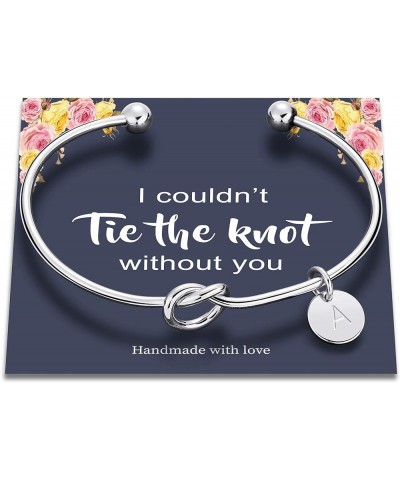 Bridesmaids Gifts for Wedding, Tie The Knot Bracelet with Initial Bridesmaid Proposal Gifts with Box, Cards Z-Silver $10.25 B...