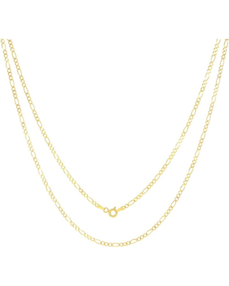 10k Yellow Gold 2.25mm Solid Figaro Chain Link Pendant Necklace, Mens Womens Jewelry 16" 18" 20" 22" 24 24 $94.82 Necklaces