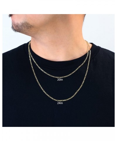 10k Yellow Gold 2.25mm Solid Figaro Chain Link Pendant Necklace, Mens Womens Jewelry 16" 18" 20" 22" 24 24 $94.82 Necklaces