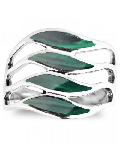 Amazing Waves Myriad of Green Malachite Stone Sterling Silver Ring | Classic Wedding Rings For Women | Vintage Comfort Fit Si...