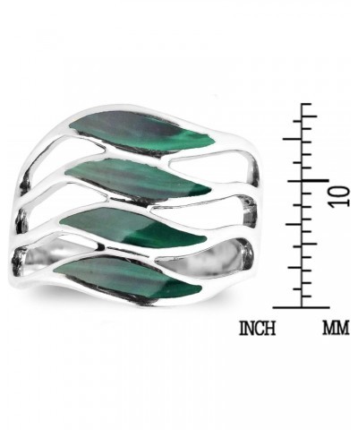 Amazing Waves Myriad of Green Malachite Stone Sterling Silver Ring | Classic Wedding Rings For Women | Vintage Comfort Fit Si...