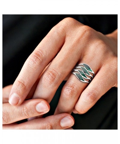 Amazing Waves Myriad of Green Malachite Stone Sterling Silver Ring | Classic Wedding Rings For Women | Vintage Comfort Fit Si...