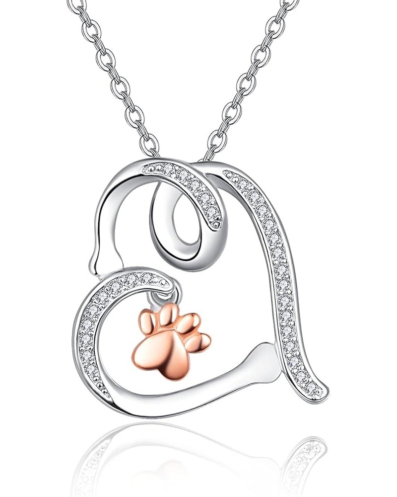 Sterling Silver Cute Dog Pendant Necklace for Women Girls Dog Jewelry Gifts for Dog Pet Animal Lovers 18"+2" Chain Dog Paw $1...