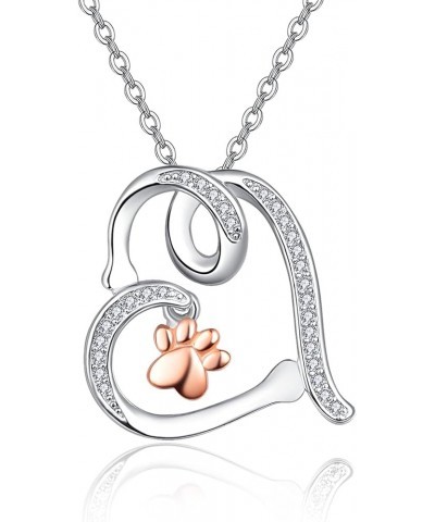 Sterling Silver Cute Dog Pendant Necklace for Women Girls Dog Jewelry Gifts for Dog Pet Animal Lovers 18"+2" Chain Dog Paw $1...