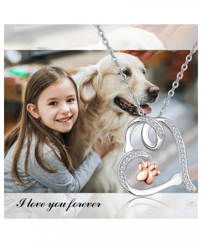 Sterling Silver Cute Dog Pendant Necklace for Women Girls Dog Jewelry Gifts for Dog Pet Animal Lovers 18"+2" Chain Dog Paw $1...