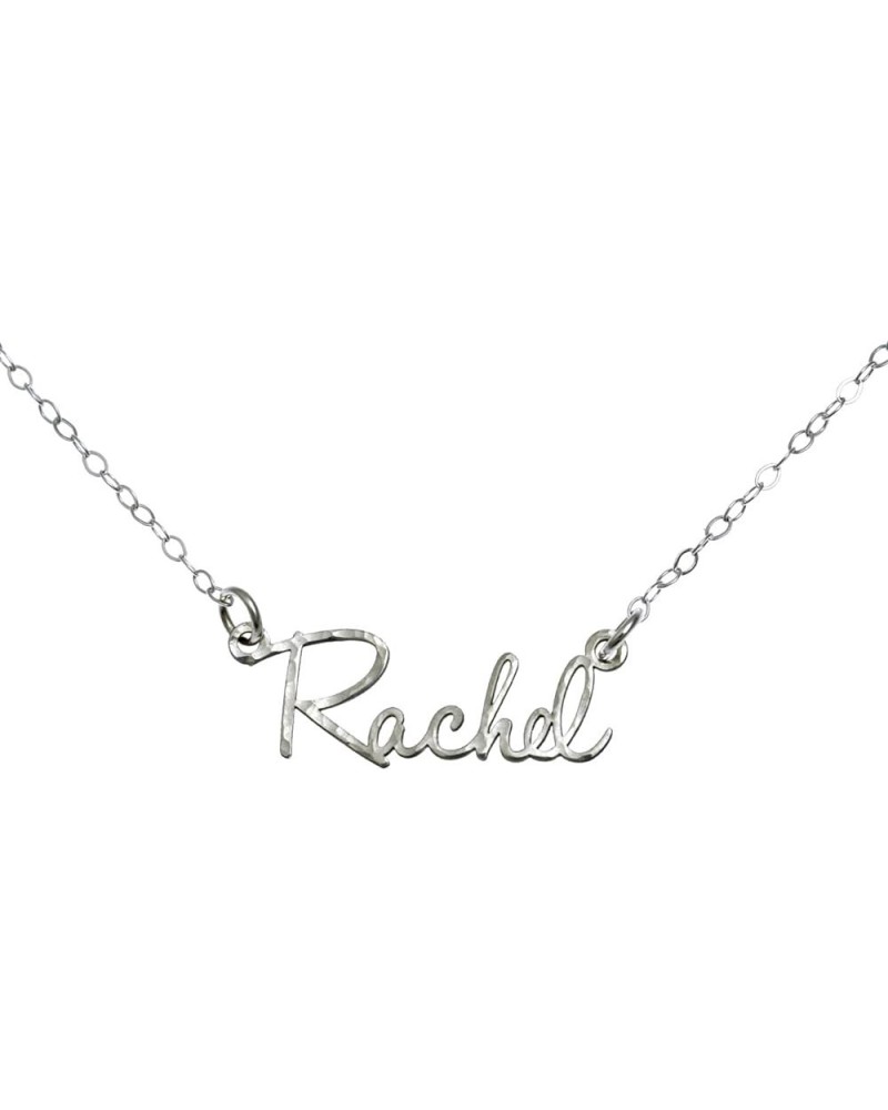 AJ`s Collection Sterling Silver Hammered Personalized Custom Name Necklace Up To 9 Characters in 925, Rose Gold Over 925, or ...