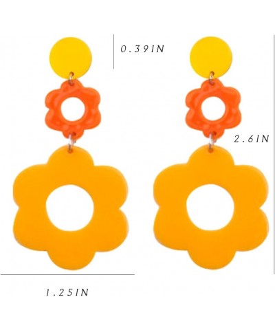 60s 70s Flower Acrylic Earrings Acrylic Earrings Simple Retro Disco Hippie Earrings Orange Bohemian Flower Dangle Drop Earrin...