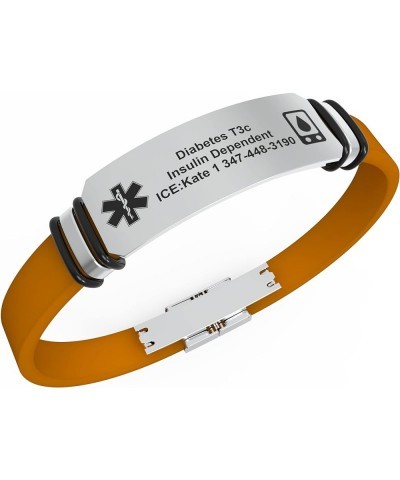 Mother's Day Medical Alert Bracelets for Women,Name ID Wristband Custom Strap Personalized Bracelet for Men. Orange $9.72 Bra...