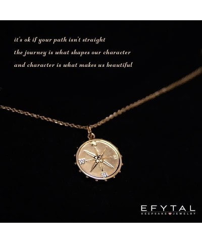 Inspirational Gifts for Women, Sterling Silver or Gold Plated Studded Compass Necklace, Retirement Gifts for Women, Friendshi...