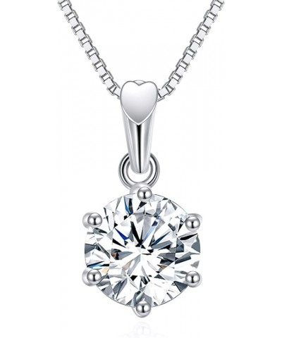 2CT Moissanite Pendant Necklace for Women, 18K White Gold Plated 925 Sterling Silver D Color Ideal Cut Moissanite Diamond Nec...