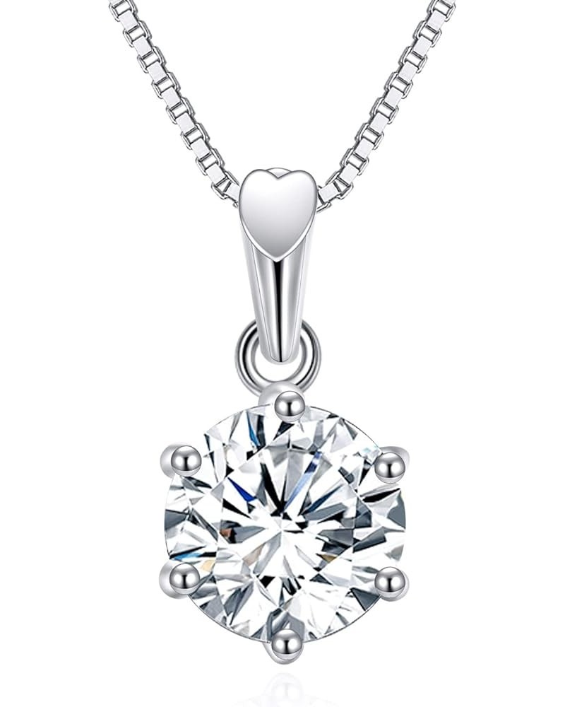 2CT Moissanite Pendant Necklace for Women, 18K White Gold Plated 925 Sterling Silver D Color Ideal Cut Moissanite Diamond Nec...