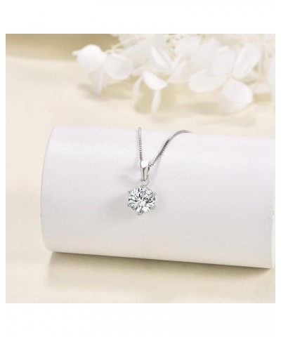 2CT Moissanite Pendant Necklace for Women, 18K White Gold Plated 925 Sterling Silver D Color Ideal Cut Moissanite Diamond Nec...