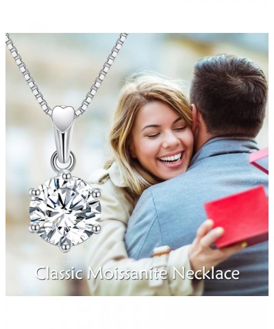 2CT Moissanite Pendant Necklace for Women, 18K White Gold Plated 925 Sterling Silver D Color Ideal Cut Moissanite Diamond Nec...