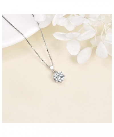 2CT Moissanite Pendant Necklace for Women, 18K White Gold Plated 925 Sterling Silver D Color Ideal Cut Moissanite Diamond Nec...