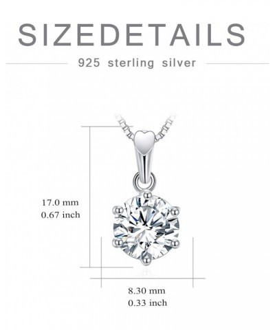 2CT Moissanite Pendant Necklace for Women, 18K White Gold Plated 925 Sterling Silver D Color Ideal Cut Moissanite Diamond Nec...