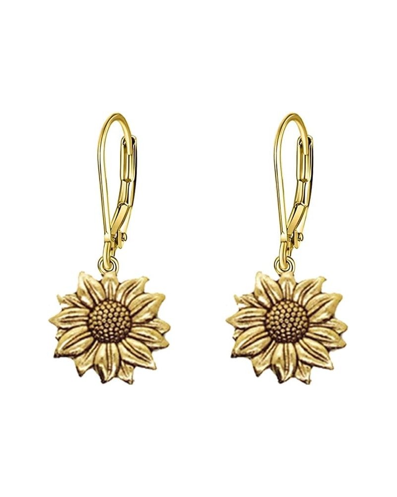 Boho Earrings Vintage Sunflower Dangle Earrings for Women Girls Ethnic Sunflower Drop Earrings Antique gold $9.23 Earrings